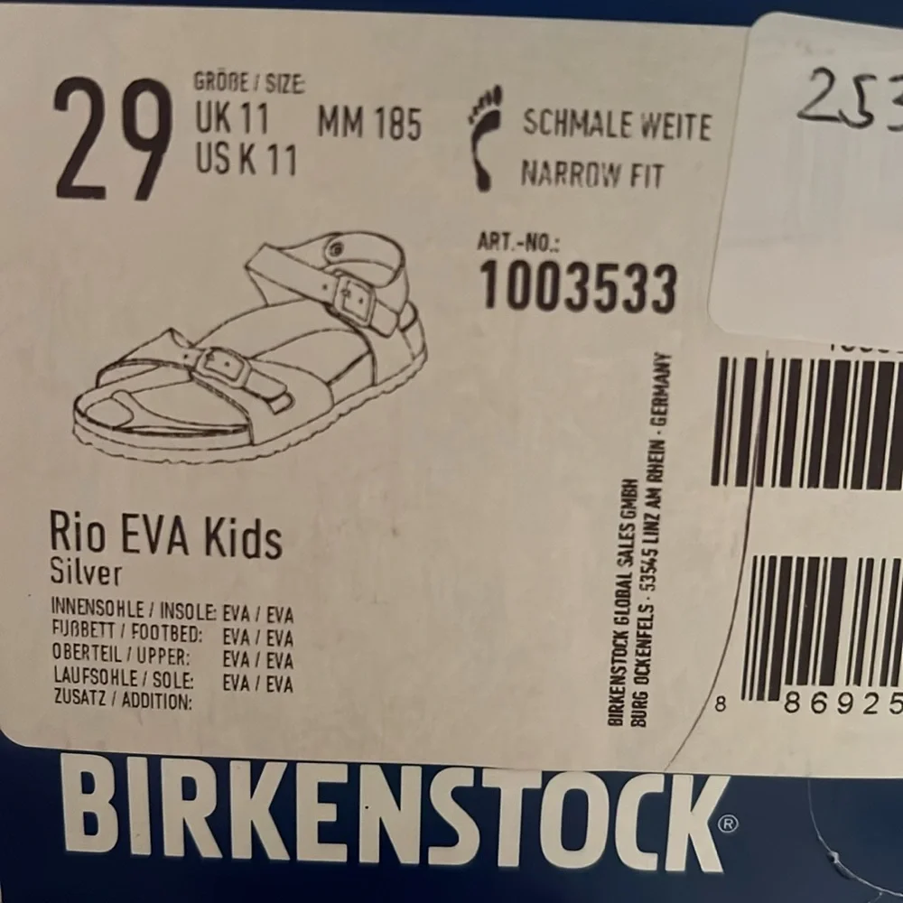 Birkenstock Kids' Essentials Rio Eva Sandal Toddler/Preschool | Silver | NEW/NWT